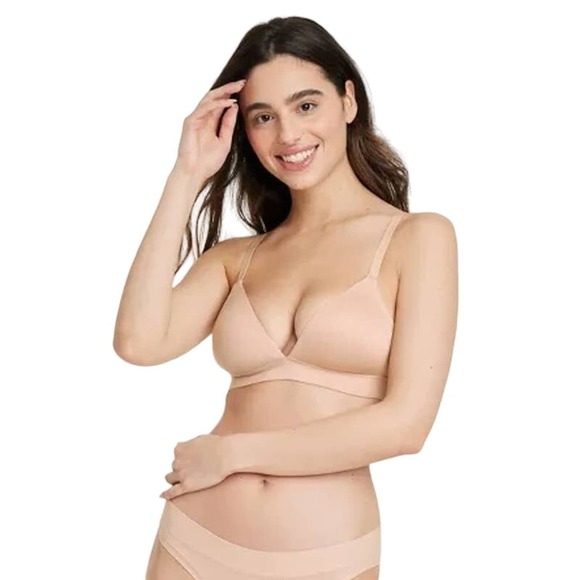 Auden Other - Auden Women's Lightly Lined Wirefree Lounge Bra Size 38D Nude